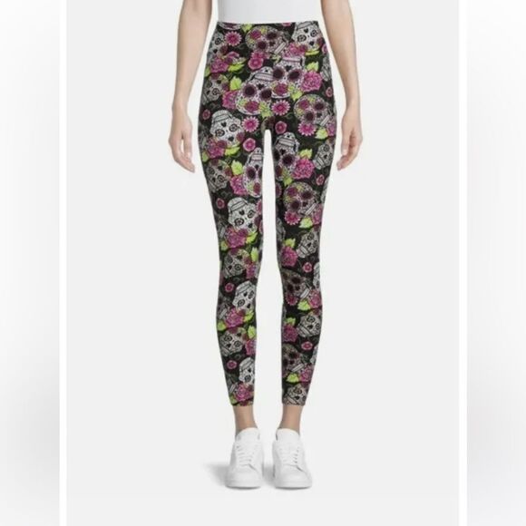 Skull Ankle Sueded Leggings - Picture 1 of 4